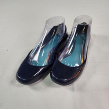 Oka-b Navy Blue Ballet Flats Womens Size 7 Shiny Slip-On Shoes USA Made