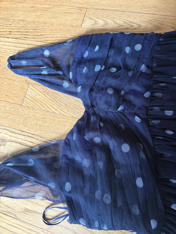 Pea in the Pod Maternity Navy Tulle Polka Dot Dress--Medium,Event, Wedding - Image 2 of 3