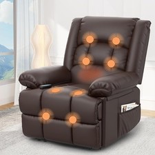 ELECTRIC HEATED LEATHER MASSAGE RECLINER ARM CHAIRS, FOOTREST OFFICE HOME SOFA