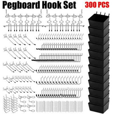 #ad 300 Piece Pegboard Hook Set Pegboard Organizer Accessories for Hanging Durable $30.99