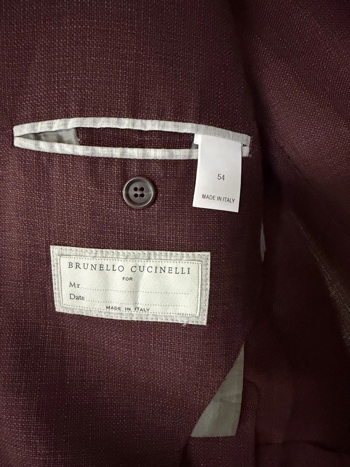 Brunello Cucinelli Men's Maroon Sport Coat Blazer Italian Tailored Size 54 - product detail image 3