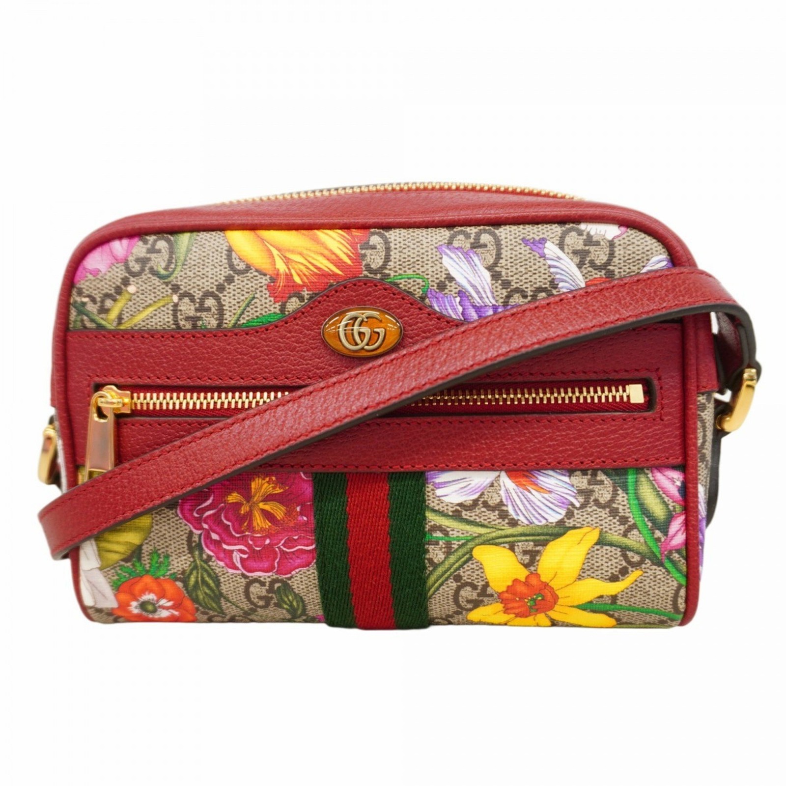 Gucci GG Supreme Flora Shoulder Bag in Brown Red for Women P752965
