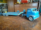 1950s Tonka Pressed Steel Toy Truck/Trailer No. 130 Carry-All Blue Paint Vintage