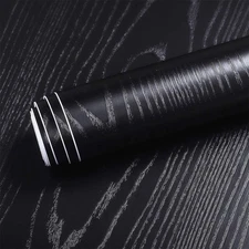 Black Wood Contact Paper Kitchen Cabinet Vinyl Wrap Waterproof Con...