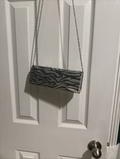 Metallic Zebra-Patern Evening Clutch In Silver