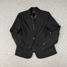 H M Blazer Jacket Size 8 Black Pinstripe Single Button Professional Work 2551