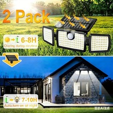 2PCS Outdoor Solar Wall Light LED Motion Sensor Bright Flood Street Lamp 3 Modes