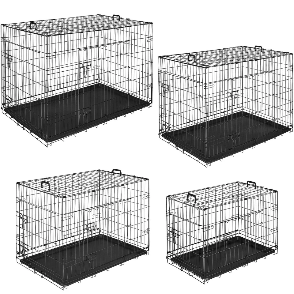 TECTAKE Hundekäfig Klappbar Hundebox mit 2 Türen Transportbox Gitterkäfig Transportkäfig