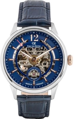 Carl von Zeyten CVZ0080BLRS Schramberg Automatic silver blue Men's Watch NEW