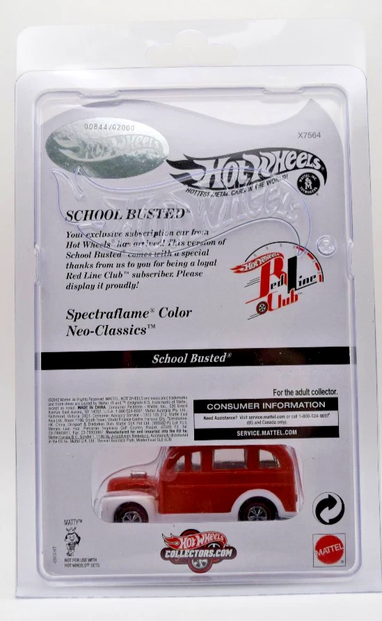 Coche Hot Wheels RLC 2012 Recompensas Escuela Bustado #0844/2000 Cantidad Super Baja # y # Foto 2 de 3