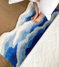 JGSF Blue Ocean Bath Mat Navy Blue Runner Rug 19.5in X 47in