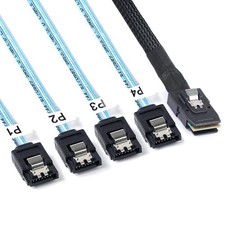 2 Pack Mini SAS SFF-8087 to 4 SATA Cable 0.5M 1.6FT Forward Breakout Black/Blu