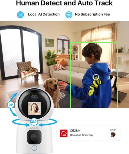 ZOSI C528M 6MP Caméra Intérieure WiFi avec Double Objectif Caméra 360° Motorisée - Imagen 5 de 9