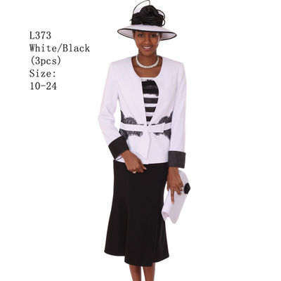 Sunday Best Women Church Suit Standard to Plus Sizes 10-24 Whit/Black L373