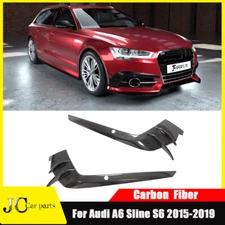 Front BumperSplitter Vent Canard Fins Carbon Fiber For Audi A6 Sline S6 2015UP 