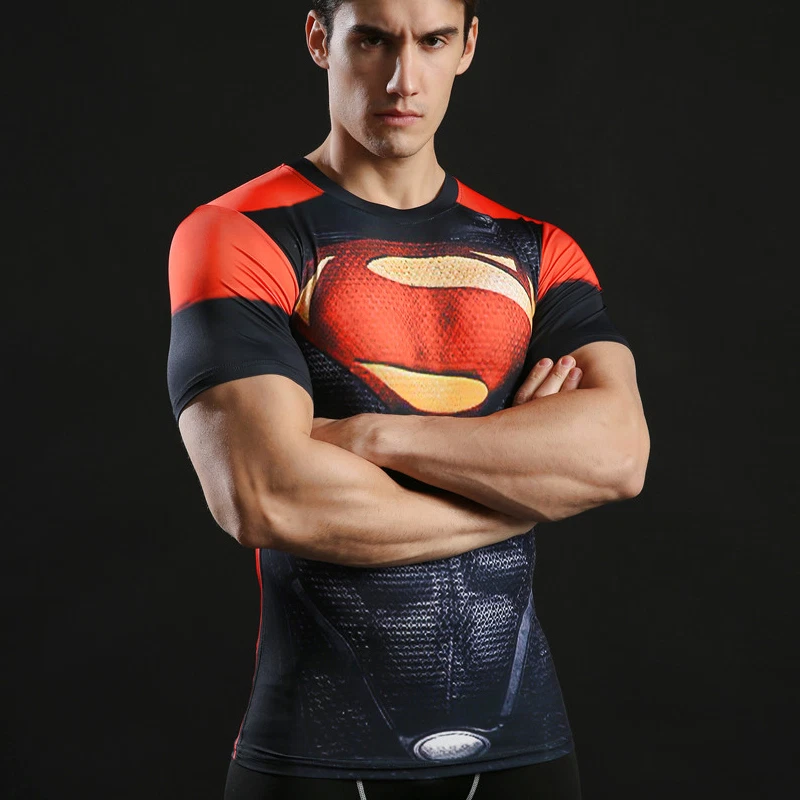 Herren T-Shirt Compression Top Fitnessstudio Superheld Avengers Marvel Muskel - Bild 4 von 4