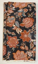 Cohama Yarmouth 6 Yards Jacobean Floral Screen Print Upholstery Fabric Black Red