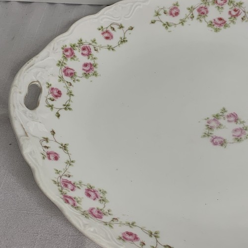 Antique KPM Kristef Germany Porcelain Floral Red Pink Serving Plate Platter - Picture 4 of 8