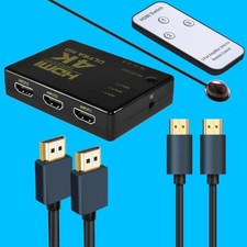 High Efficiency UPGRADE 3-Port 4K HDMI Switcher Selector HDMI to HDMI Male Cable