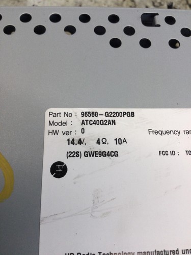 17 18 HYUNDAI IONIQ Radio Navigation Display Receiver Panel OEM 96560-G2200PGB - Picture 4 of 5