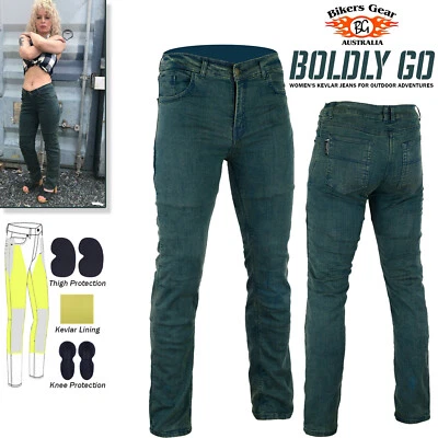 BIKERS GEAR AUSTRALIA Australian Bikers Gear Ladies Motorcycle Stretch Jeans Vintage Made with Kevlar