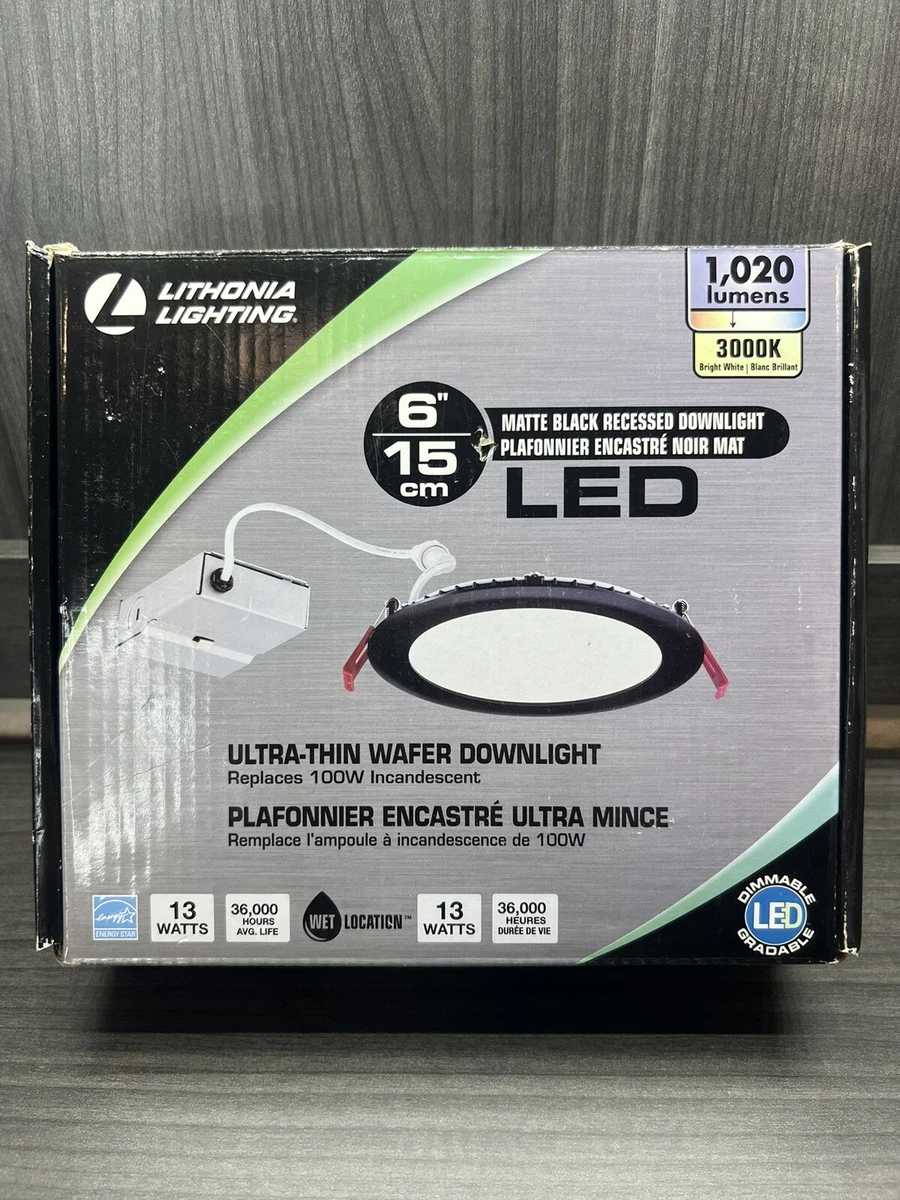 NEW Lithonia Ultra Thin Wafer Matte Black WF6 LED 3K MB M6 3000k 241KA0 6