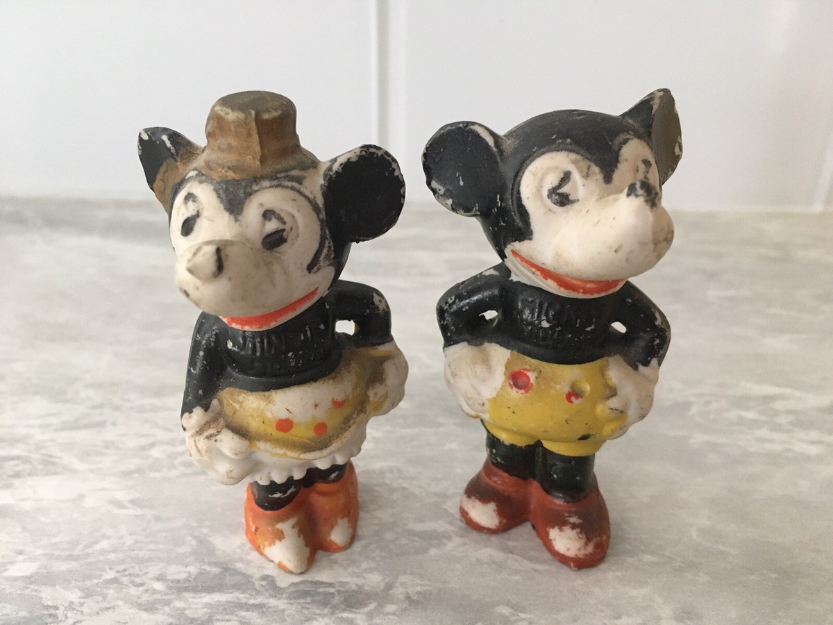 Vintage 1920s MICKEY & MINNIE MOUSE BISQUE Set Rare Walt