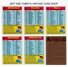 1974 TOPPS FOOTBALL TEAM CHECKLIST / SEE DROP DOWN MENU 4 CARD U WILL RECIEVE