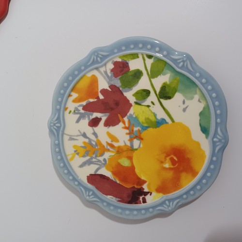 The Pioneer Woman Stoneware Coaster Set Willow Rose Jubilee Floral NEW 3 Pc Lot - Picture 7 of 9