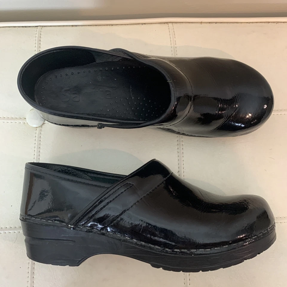 Sanita 木屐鞋专业专利女式 10 码黑色 41 护士二手状况完好 — 第 3/4 张图片