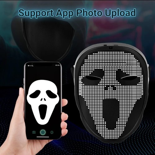 LED Halloween Mask Programmable Light Up Bluetooth App Control - Picture 5 of 12