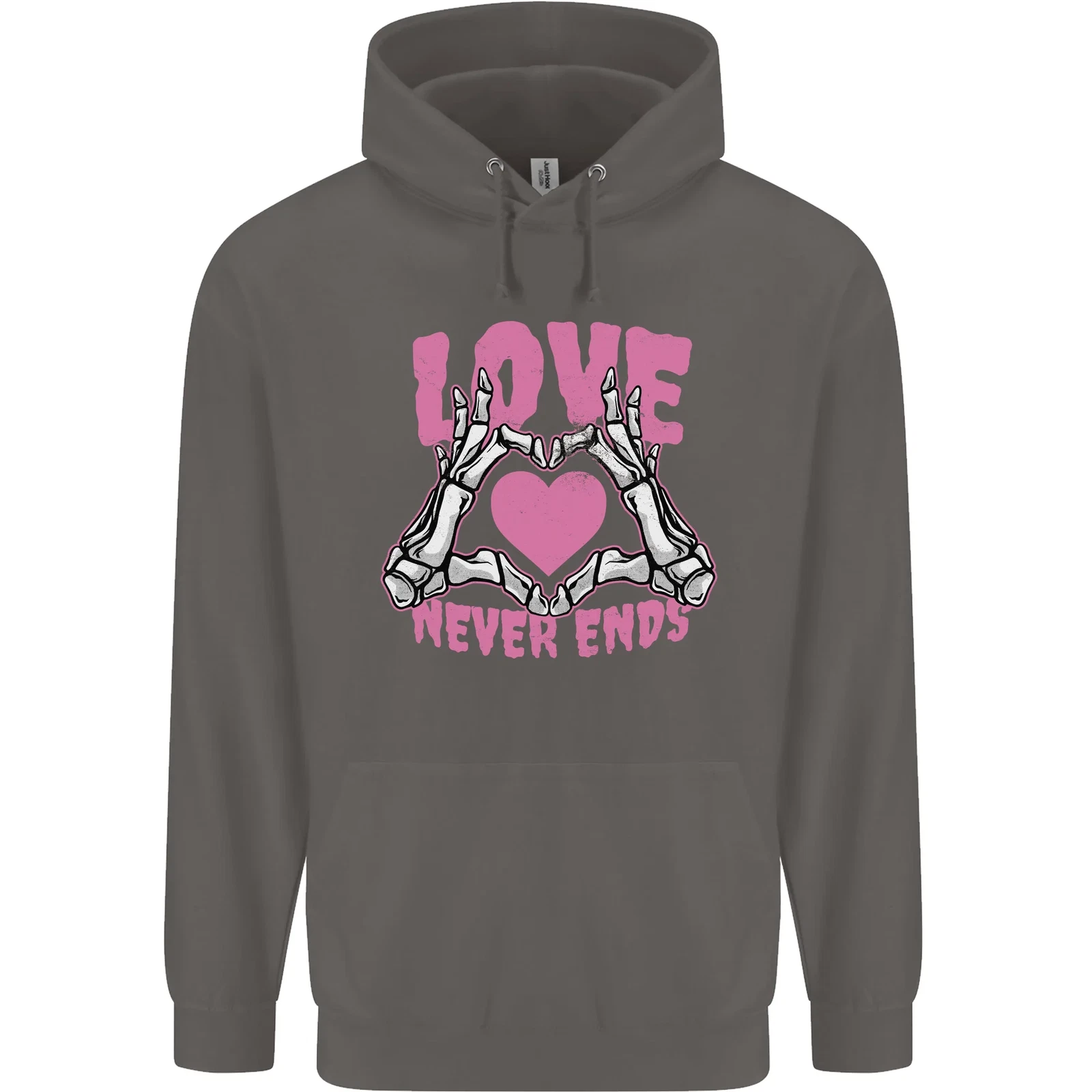 Felpa con cappuccio uomo Love Never Ends gotica San Valentino 80% cotone