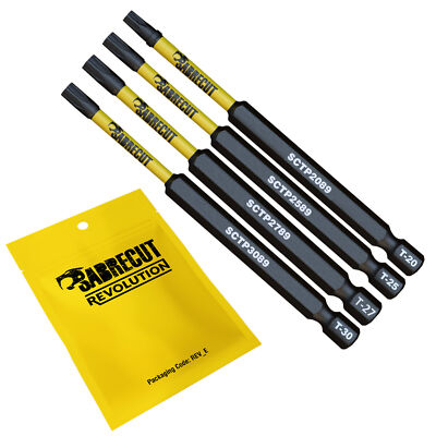 SabreCut Professional 4 Stck. 89 mm Torx manipulationssicher Sicherheit Schraubendreher Bits Set