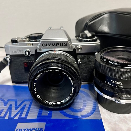 OLYMPUS OM10 SLR Film Camera w/ OLYMPUS OM 50mm F3.5 & TAMRON 28mm F2.5 Lens! - Picture 2 of 24