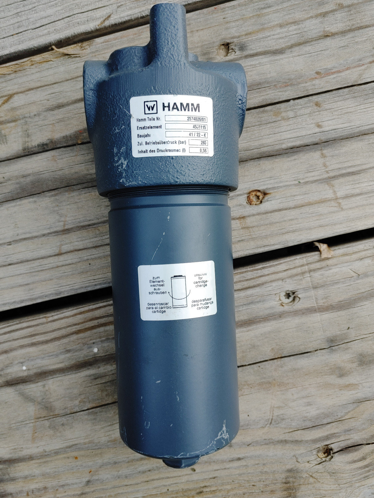 HAMM 2574026 HYDRAULIC PRESSURE HOUSING FILTER WX2574026 John 