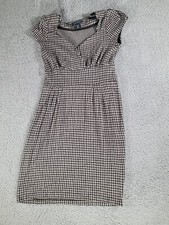 Banana Republic Dress Women's Houndstooth Cap Sleeve Dress Petite Medium Brown