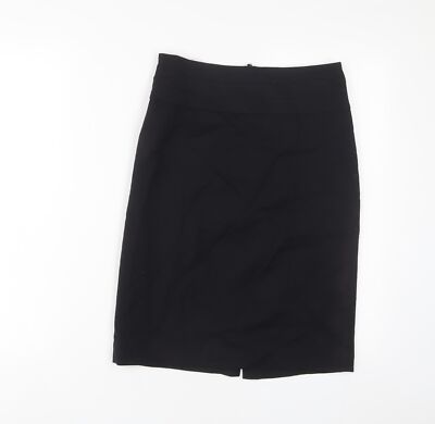 H&M Damen schwarz Polyester A-Linie Rock Größe 8 Reißverschluss