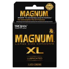 Trojan Magnum XL Large Lubricated Latex Male Condoms - 3 Pack