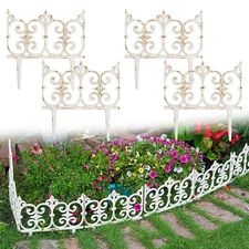 Sungmor Garden Edging Border Cast Iron 4PCS Yard Stakes Lawn Picket Fence Panels