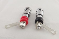 1 Pair Nickel Speaker AMP Terminal Binding Post Spring Loaded Type Red Black