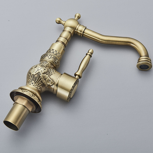 Grifo de lavabo tallado Grifo de tocador de baño de latón antiguo Válvula monoma - Imagen 6 de 9
