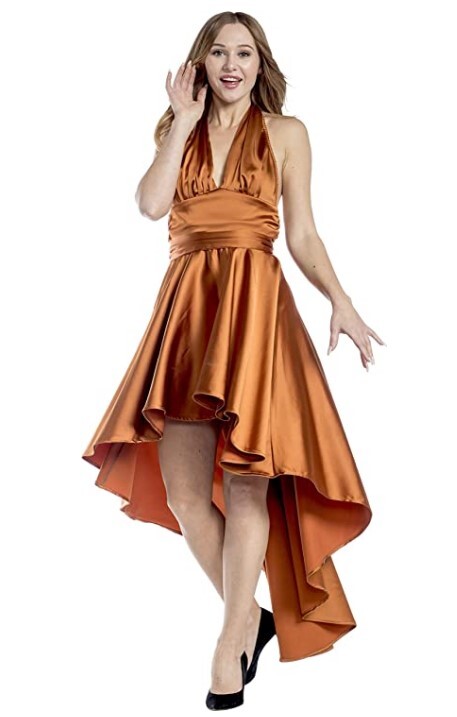 orange disco dress 70s One Shoulder Dress Orange Geometric Print | Orange Retro Print Dress | Vintage 1970s | Size Large