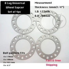 4Pc 8 Lug Wheel Spacers 1/4" Inch 6mm 8x6.5 (8x165.1) Fits Dodge Ram 2500 3500
