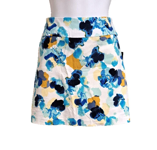Zac & Rachel NWT Skort Skirt Shorts Blue Watercolor Floral Pattern Women Size 10