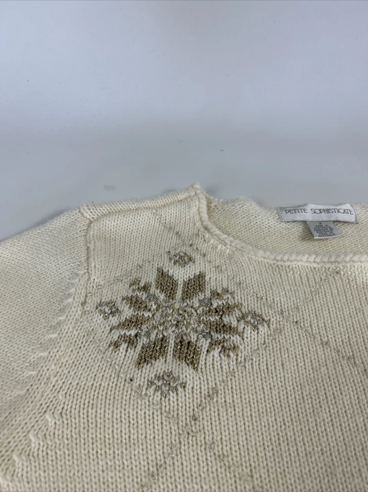 Suéter Petite Sophisticate para mujer Petite mezcla de lana con cuentas lisas Foto 3 de 4
