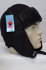 NEW Real Shearling Leather Black /Grey Aviator Trapper Ushanka Hunting Hat M-3XL