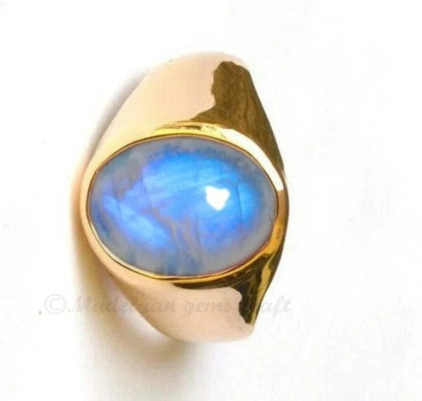 Anillo Arco Iris Piedra Lunar Plata Esterlina 925 Piedra Lunar Piedras Preciosas Anillo Hombres Regalo Ella Foto 3 de 4