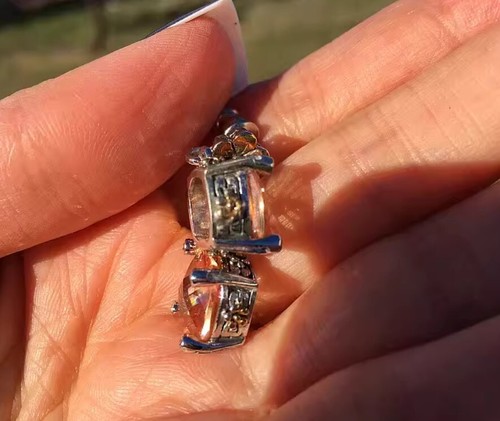 Vintage Diamond Cut Citrine Yellow Crystals Silver Gold Earrings Flower Gift Box - Picture 8 of 11