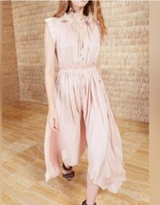 NWT Ulla Johnson Senna Satin Flutter Sleeve Midi Dress in Peony, size 4, $575