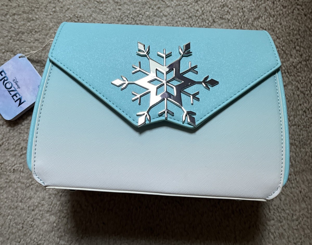 【Launge Fly】Exclusive-Elsa flake Glitter Crossbody Bag New Loungefly Disney Frozen Elsa Snowflake Glitter Crossbody
